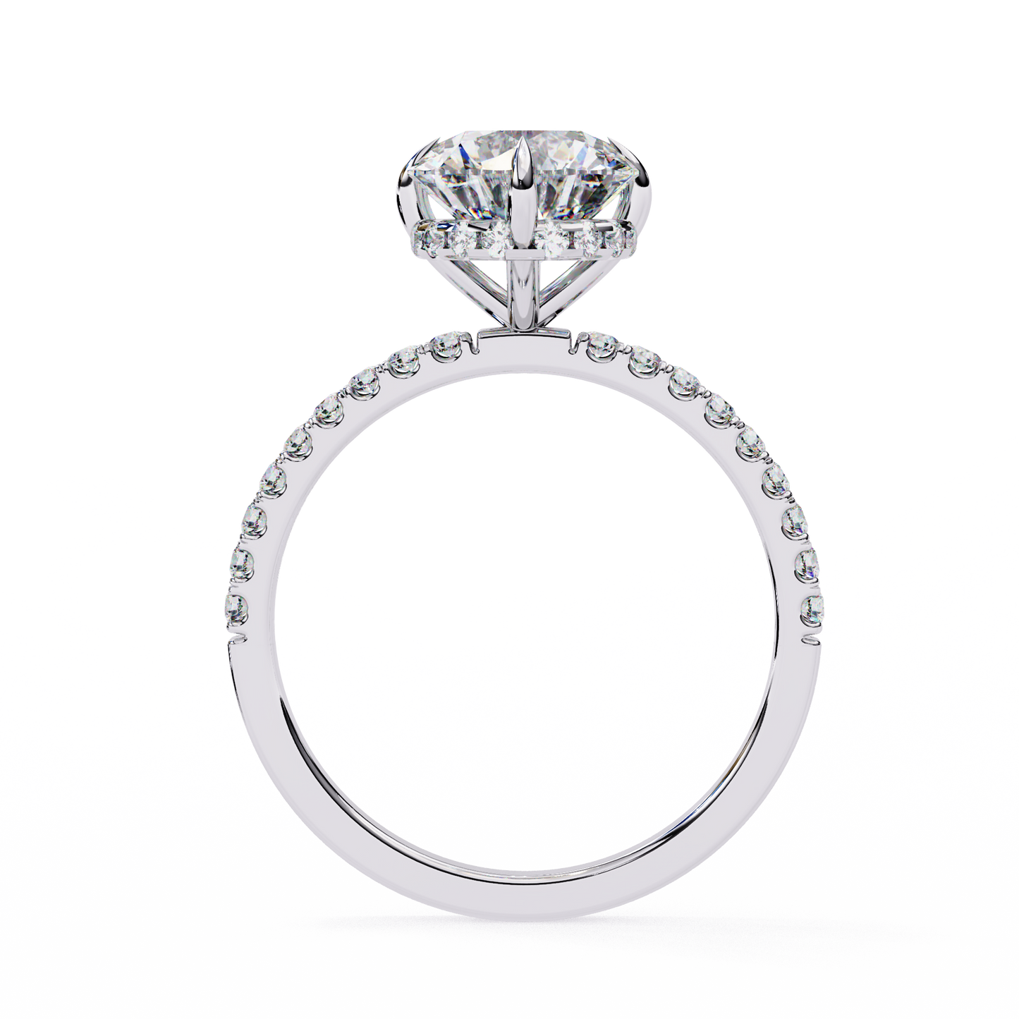 2.67 CTW Round Lab-Grown Diamond Hidden Halo Pavé Engagement Ring in 14K Gold