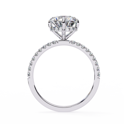 2.67 CTW Round Lab-Grown Diamond Hidden Halo Pavé Engagement Ring in 14K Gold