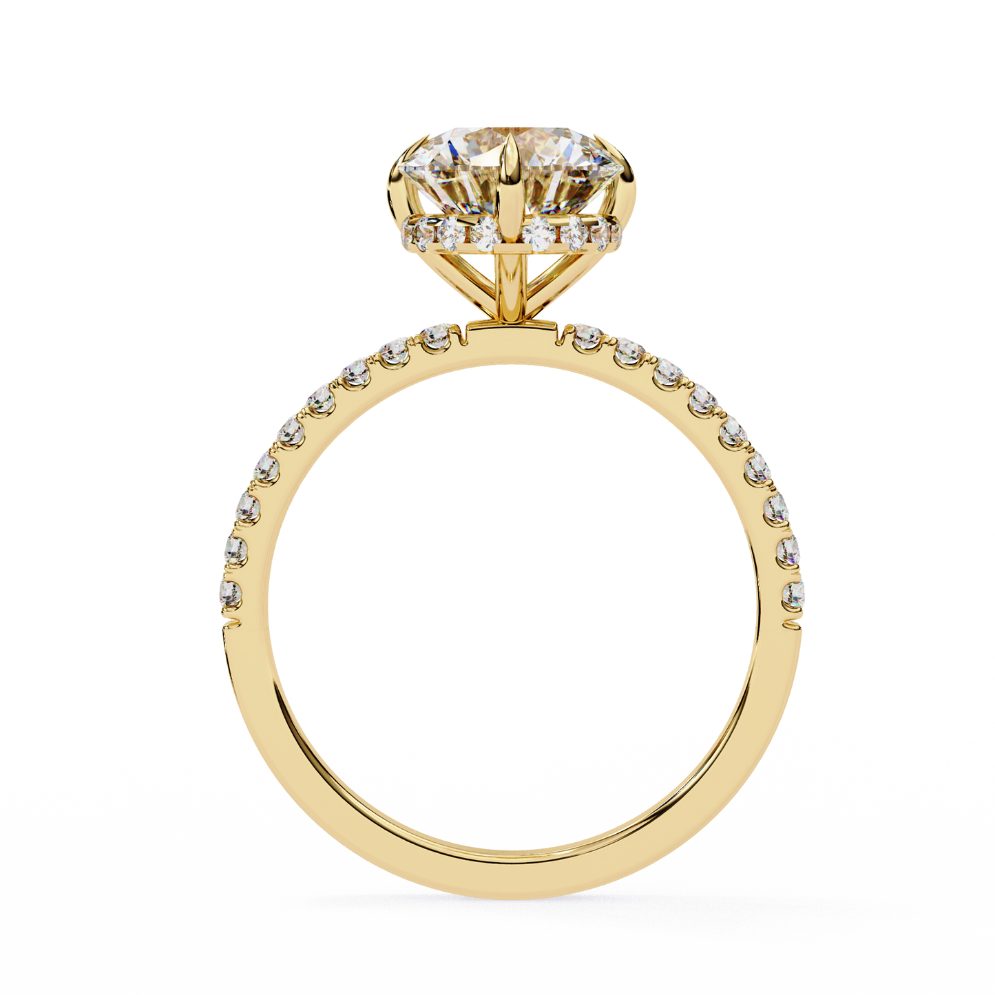 2.67 CTW Round Lab-Grown Diamond Hidden Halo Pavé Engagement Ring in 14K Gold
