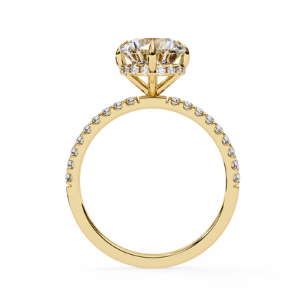 2.67 CTW Round Lab-Grown Diamond Hidden Halo Pavé Engagement Ring in 14K Gold