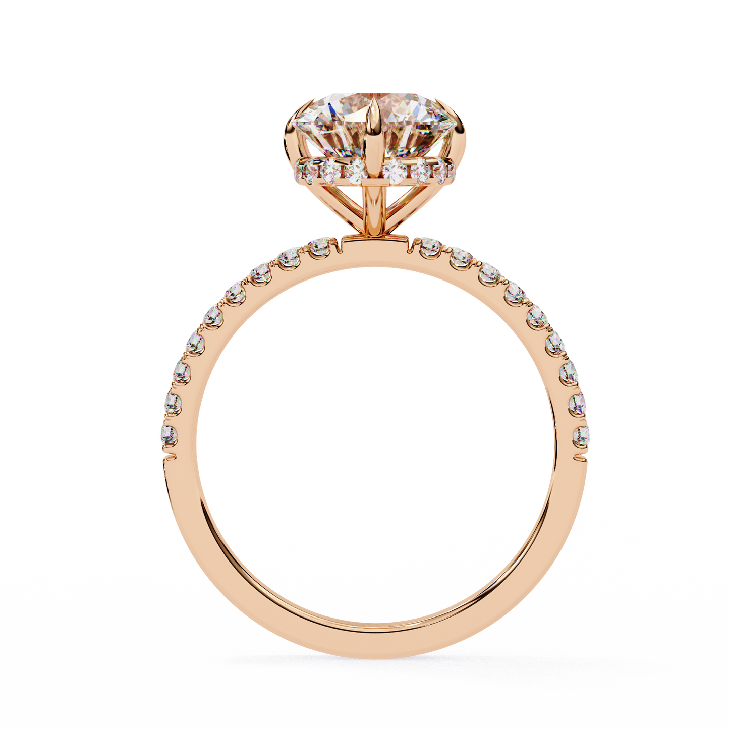 2.67 CTW Round Lab-Grown Diamond Hidden Halo Pavé Engagement Ring in 14K Gold