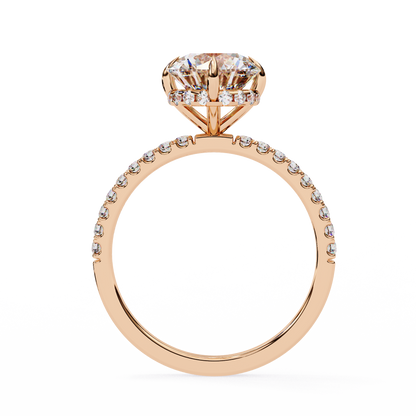 2.67 CTW Round Lab-Grown Diamond Hidden Halo Pavé Engagement Ring in 14K Gold