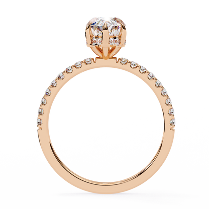 1.72 CTW Marquise Lab-Grown Diamond Hidden Halo Pavé Engagement Ring in 14K Gold