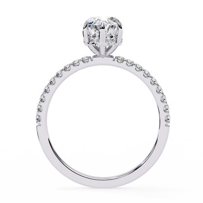 1.72 CTW Marquise Lab-Grown Diamond Hidden Halo Pavé Engagement Ring in 14K Gold