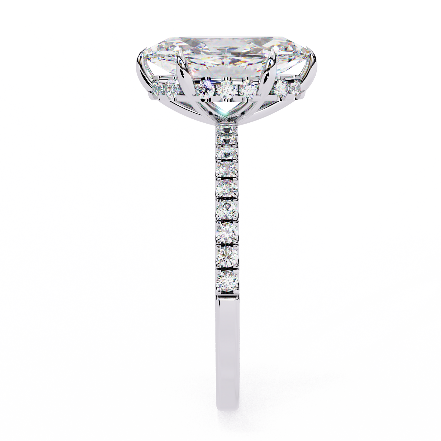 1.72 CTW Marquise Lab-Grown Diamond Hidden Halo Pavé Engagement Ring in 14K Gold