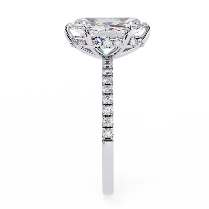 1.72 CTW Marquise Lab-Grown Diamond Hidden Halo Pavé Engagement Ring in 14K Gold