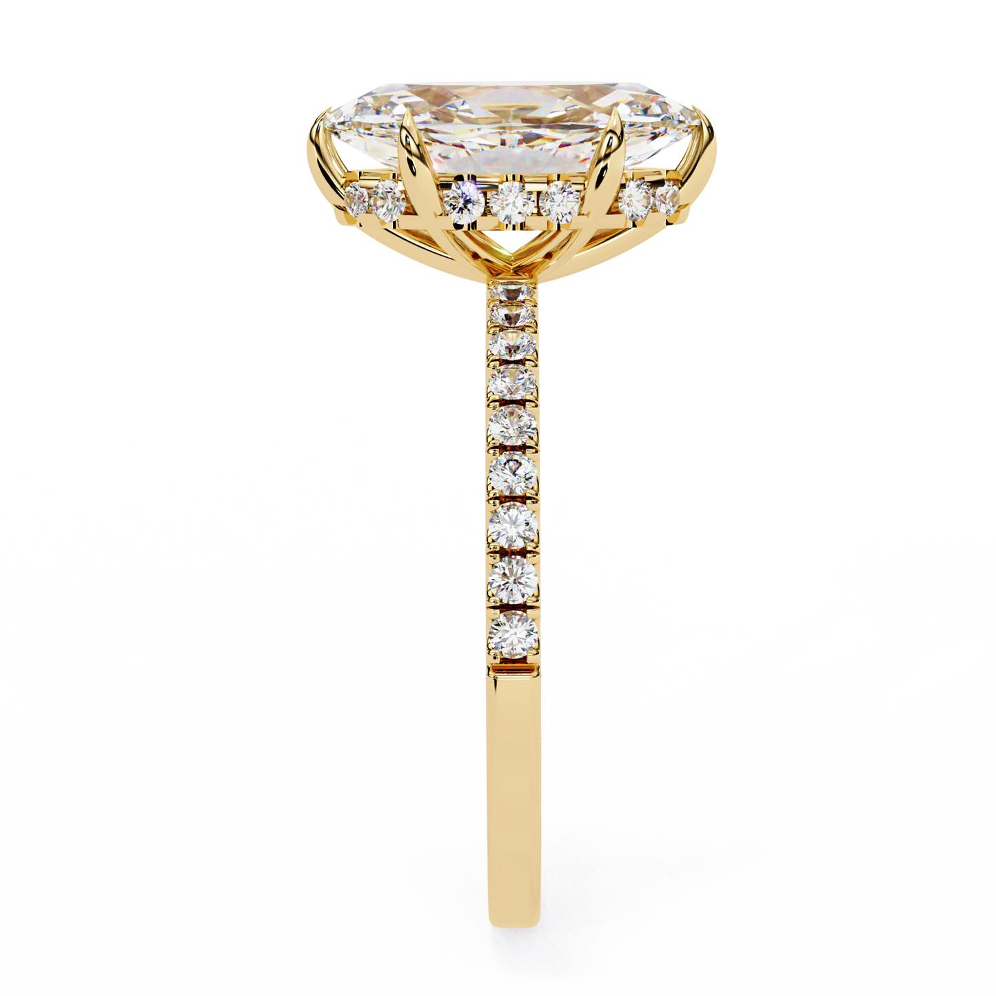 1.72 CTW Marquise Lab-Grown Diamond Hidden Halo Pavé Engagement Ring in 14K Gold