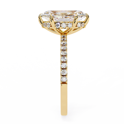 1.72 CTW Marquise Lab-Grown Diamond Hidden Halo Pavé Engagement Ring in 14K Gold