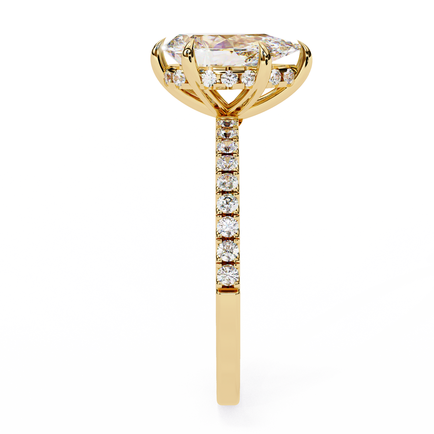 2.09 CTW Pear Lab-Grown Diamond Hidden Halo Pavé Engagement Ring in 14K Gold