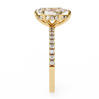 2.09 CTW Pear Lab-Grown Diamond Hidden Halo Pavé Engagement Ring in 14K Gold