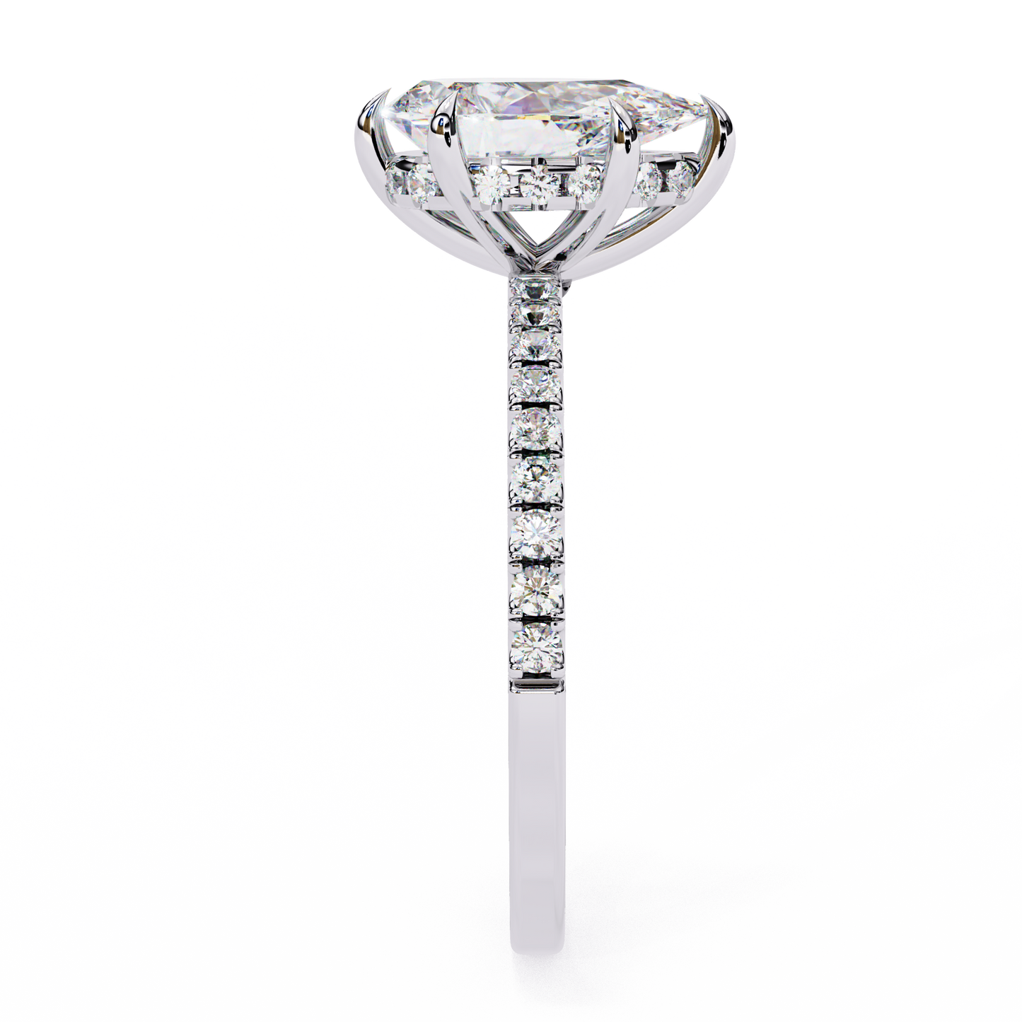 2.09 CTW Pear Lab-Grown Diamond Hidden Halo Pavé Engagement Ring in 14K Gold