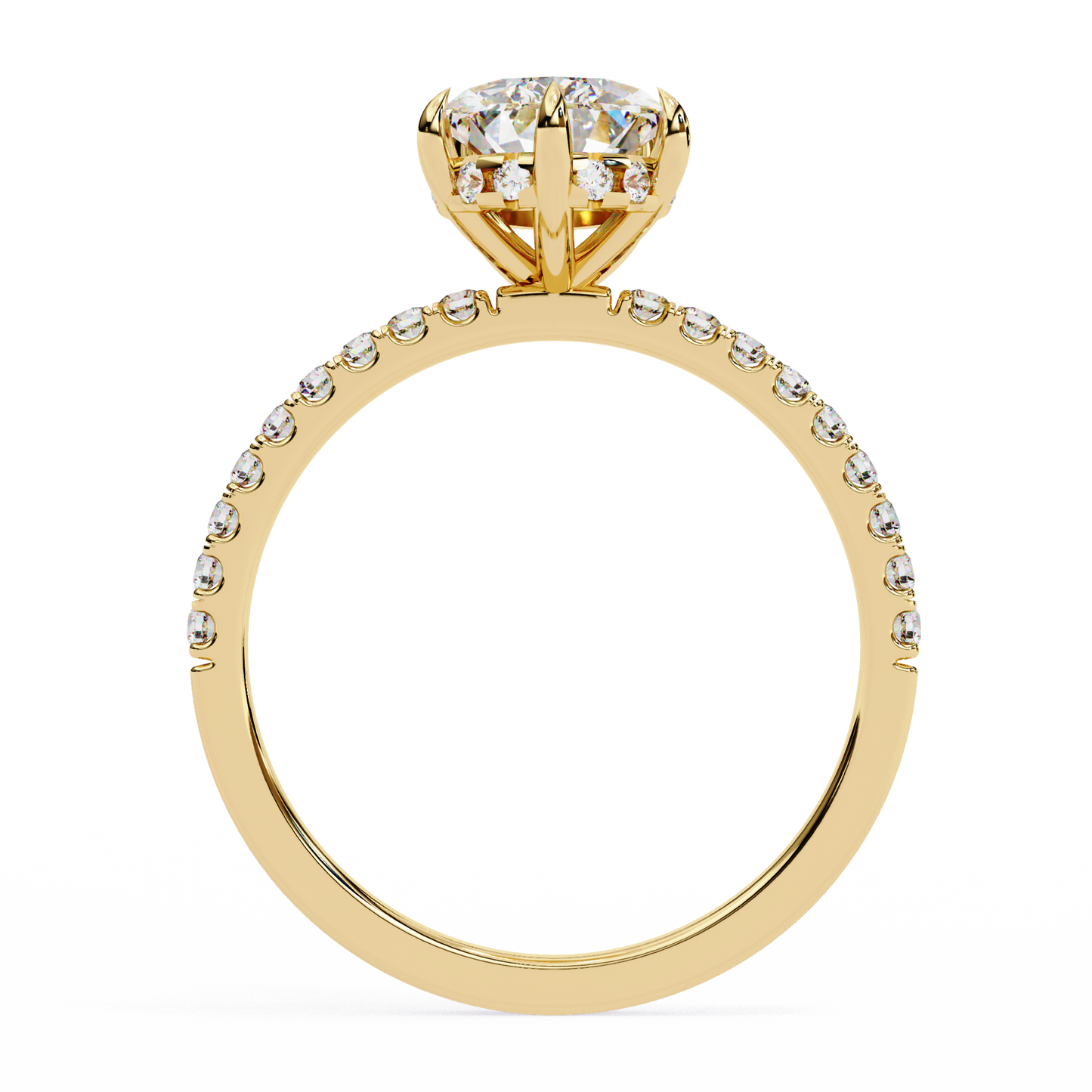 2.09 CTW Pear Lab-Grown Diamond Hidden Halo Pavé Engagement Ring in 14K Gold