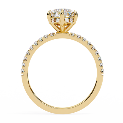 2.09 CTW Pear Lab-Grown Diamond Hidden Halo Pavé Engagement Ring in 14K Gold