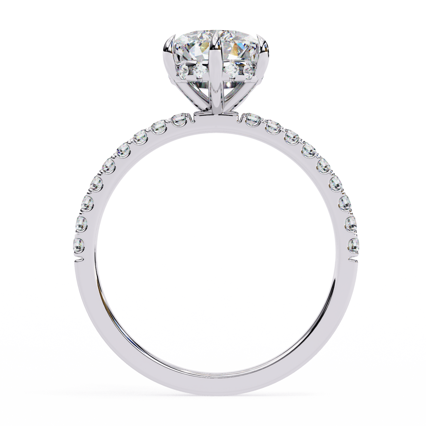 2.09 CTW Pear Lab-Grown Diamond Hidden Halo Pavé Engagement Ring in 14K Gold