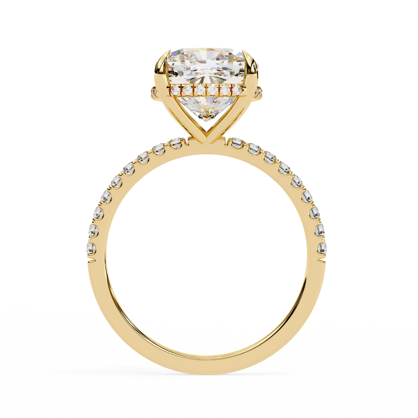 3.53 CTW Cushion Lab-Grown Diamond Hidden Halo Pavé Engagement Ring in 14K Rose Gold