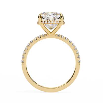 3.53 CTW Cushion Lab-Grown Diamond Hidden Halo Pavé Engagement Ring in 14K Rose Gold