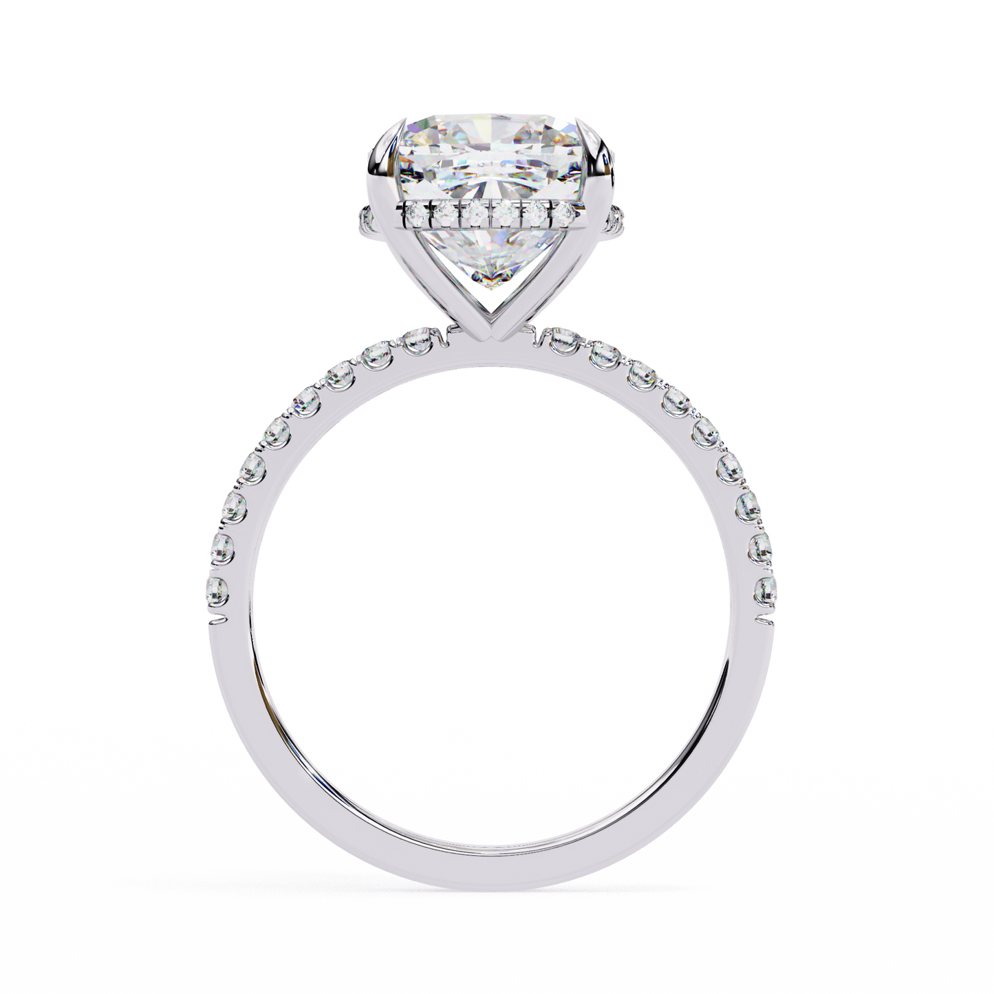 3.53 CTW Cushion Lab-Grown Diamond Hidden Halo Pavé Engagement Ring in 14K Rose Gold