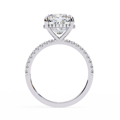 3.53 CTW Cushion Lab-Grown Diamond Hidden Halo Pavé Engagement Ring in 14K Rose Gold