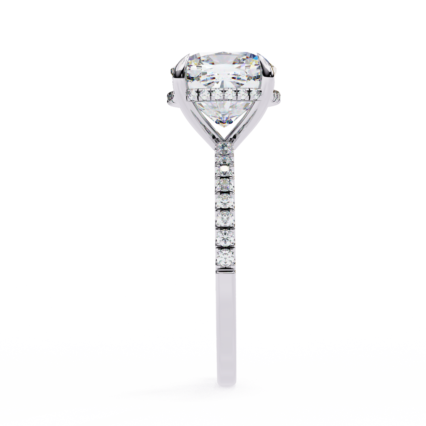 3.53 CTW Cushion Lab-Grown Diamond Hidden Halo Pavé Engagement Ring in 14K Rose Gold
