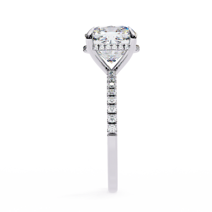 3.53 CTW Cushion Lab-Grown Diamond Hidden Halo Pavé Engagement Ring in 14K Rose Gold