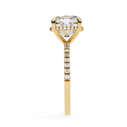 3.53 CTW Cushion Lab-Grown Diamond Hidden Halo Pavé Engagement Ring in 14K Rose Gold