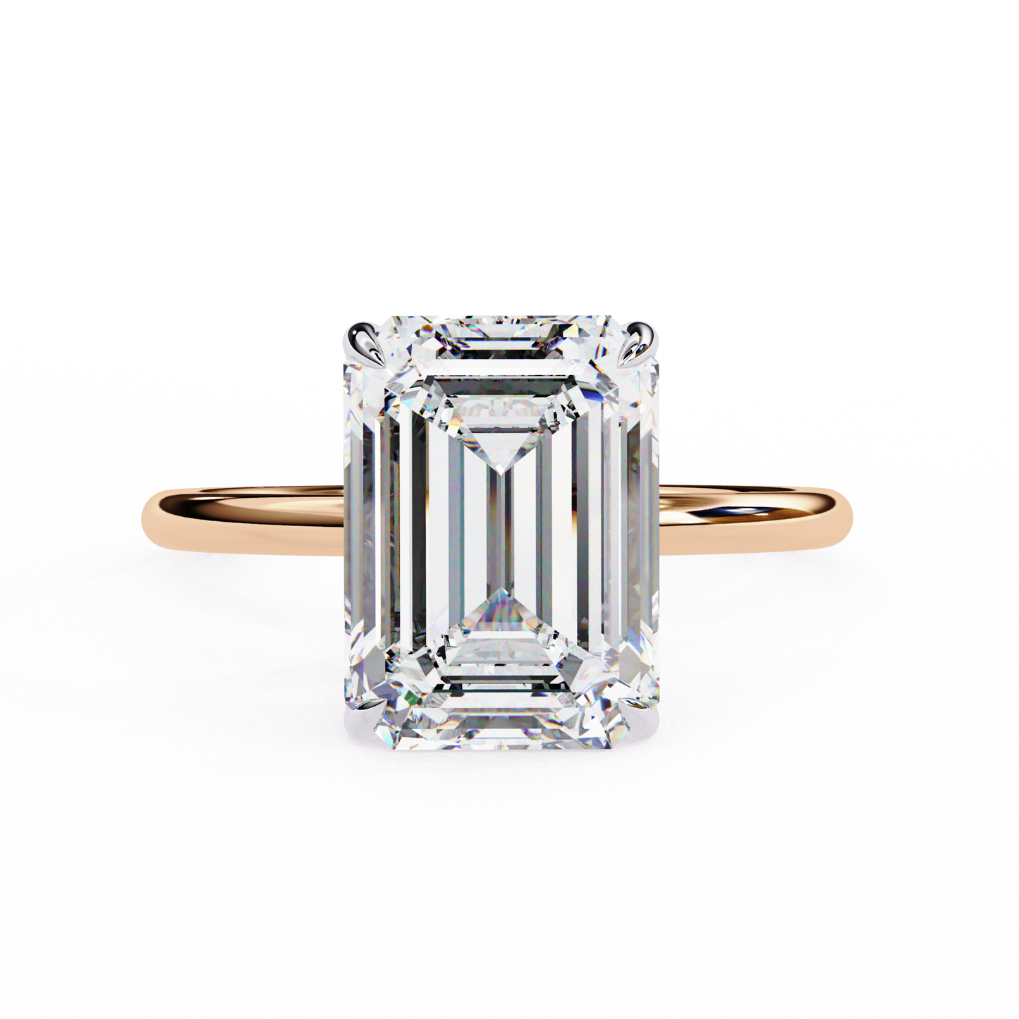 2.62 CTW Emerald-Cut Lab-Grown Diamond Hidden Halo Solitaire Engagement Ring in 14K Gold