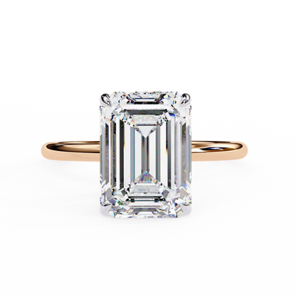 2.62 CTW Emerald-Cut Lab-Grown Diamond Hidden Halo Solitaire Engagement Ring in 14K Gold
