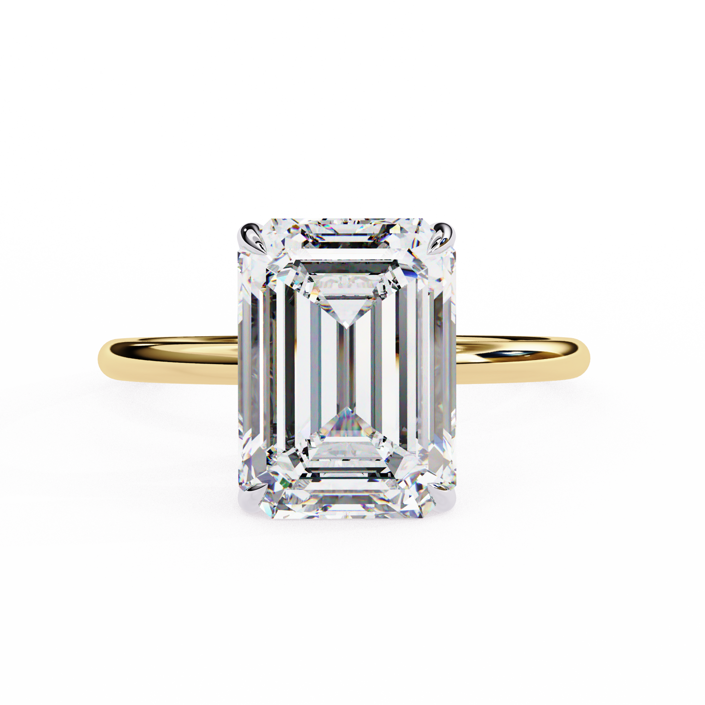 2.62 CTW Emerald-Cut Lab-Grown Diamond Hidden Halo Solitaire Engagement Ring in 14K Gold