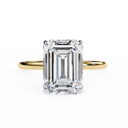 2.62 CTW Emerald-Cut Lab-Grown Diamond Hidden Halo Solitaire Engagement Ring in 14K Gold