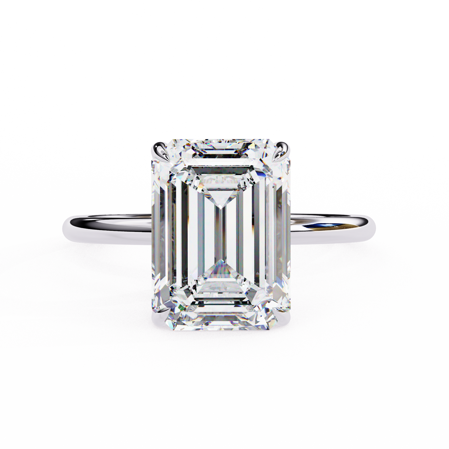 2.62 CTW Emerald-Cut Lab-Grown Diamond Hidden Halo Solitaire Engagement Ring in 14K Gold