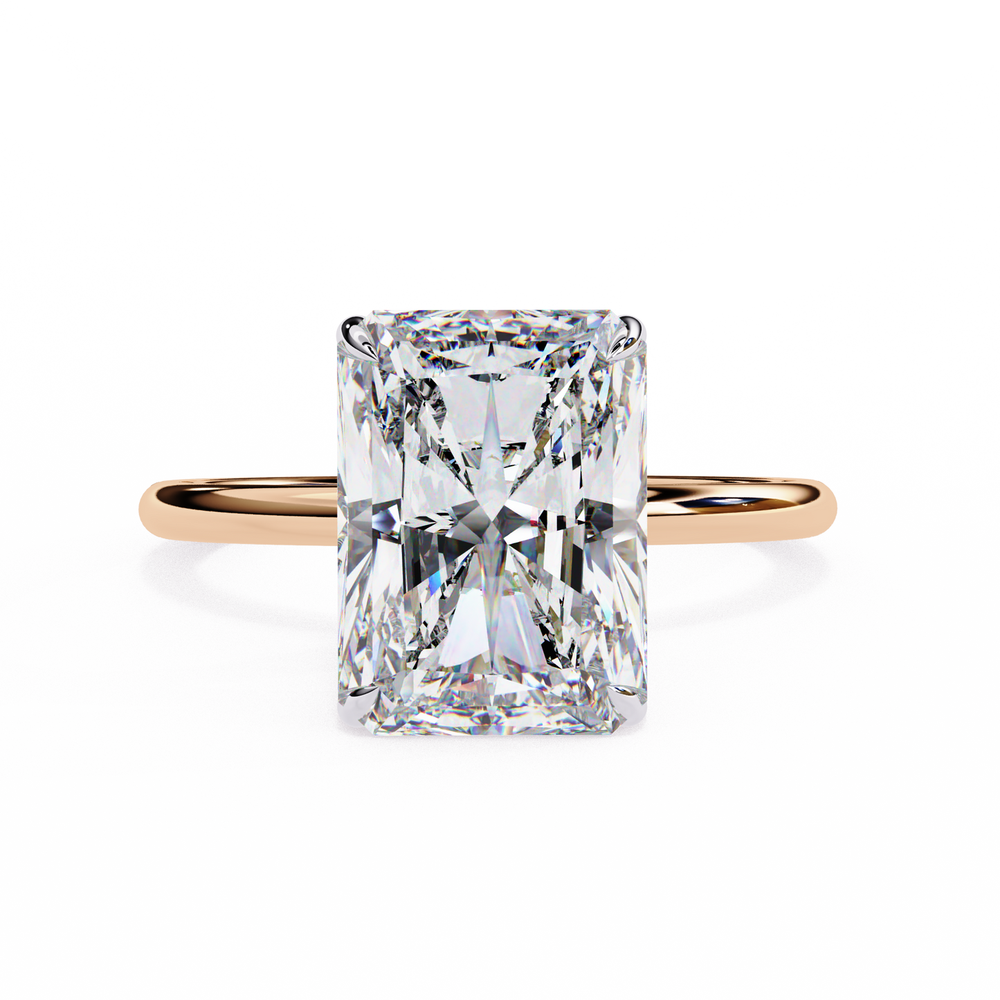 2.53 CTW Radiant-Cut Lab-Grown Diamond Hidden Halo Solitaire Engagement Ring in 14K Gold