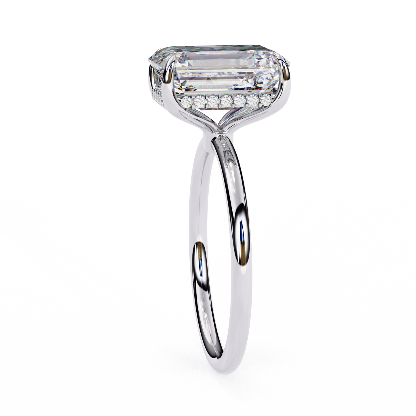 2.62 CTW Emerald-Cut Lab-Grown Diamond Hidden Halo Solitaire Engagement Ring in 14K Gold