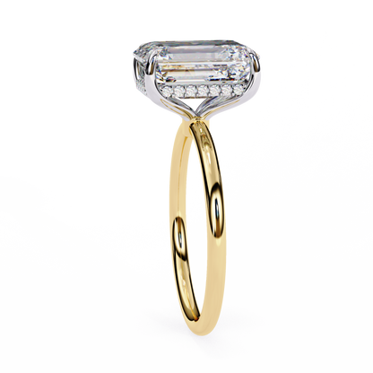 2.62 CTW Emerald-Cut Lab-Grown Diamond Hidden Halo Solitaire Engagement Ring in 14K Gold