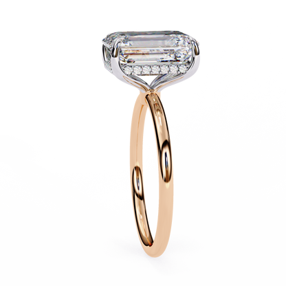 2.62 CTW Emerald-Cut Lab-Grown Diamond Hidden Halo Solitaire Engagement Ring in 14K Gold