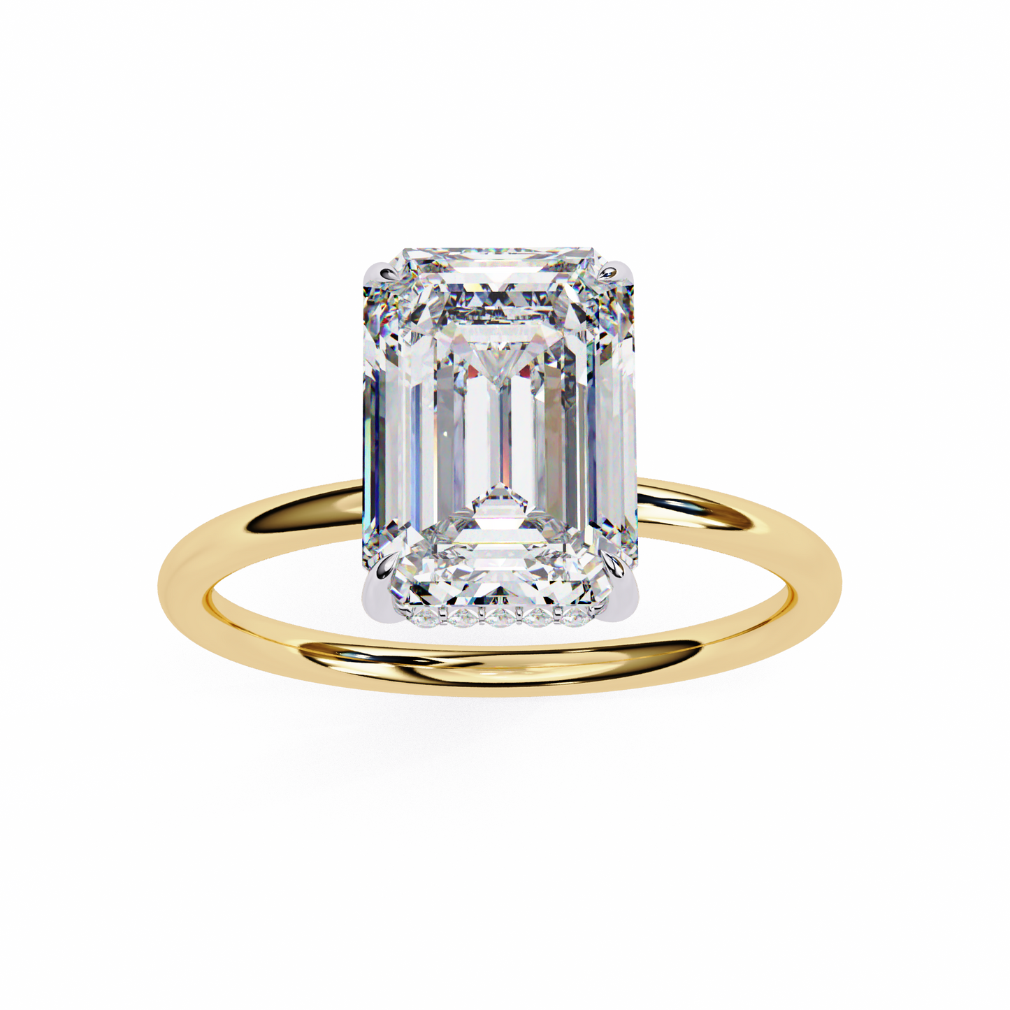 2.62 CTW Emerald-Cut Lab-Grown Diamond Hidden Halo Solitaire Engagement Ring in 14K Gold