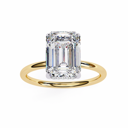 2.62 CTW Emerald-Cut Lab-Grown Diamond Hidden Halo Solitaire Engagement Ring in 14K Gold