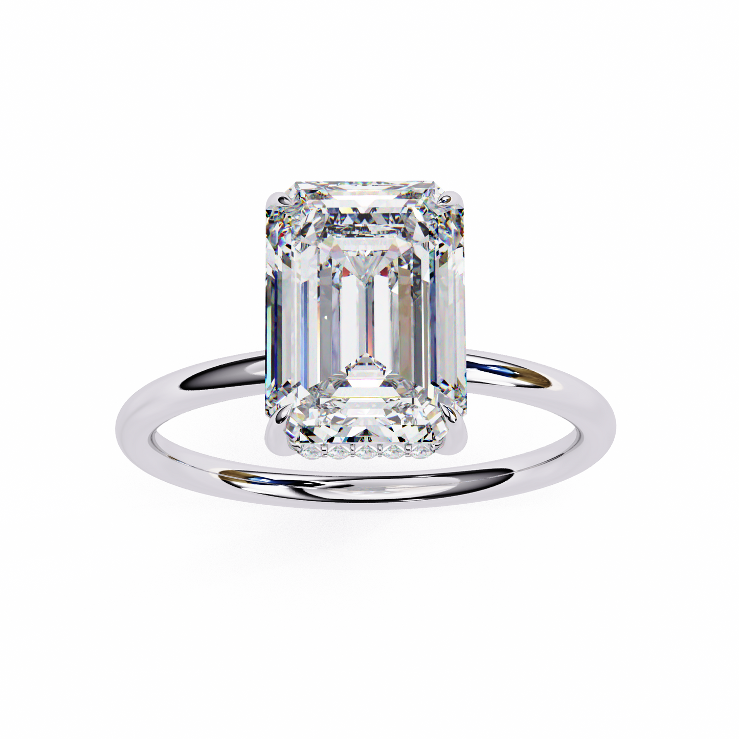 2.62 CTW Emerald-Cut Lab-Grown Diamond Hidden Halo Solitaire Engagement Ring in 14K Gold