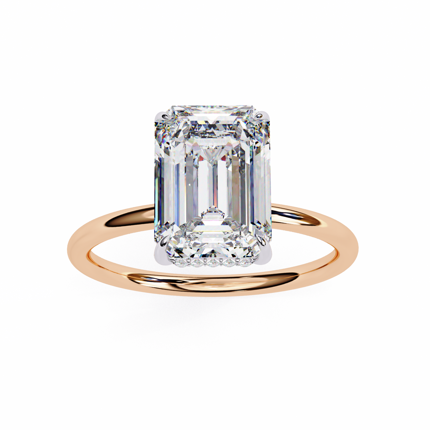 2.62 CTW Emerald-Cut Lab-Grown Diamond Hidden Halo Solitaire Engagement Ring in 14K Gold