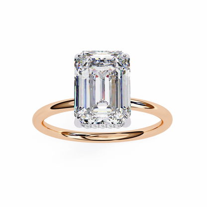 2.62 CTW Emerald-Cut Lab-Grown Diamond Hidden Halo Solitaire Engagement Ring in 14K Gold
