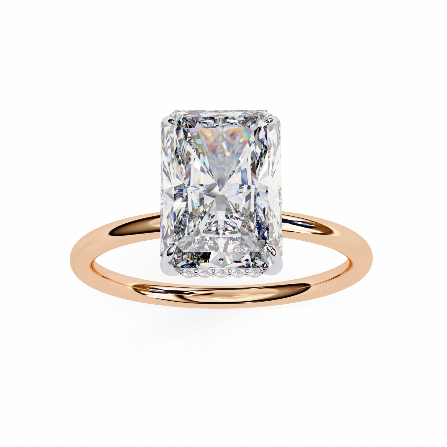 2.53 CTW Radiant-Cut Lab-Grown Diamond Hidden Halo Solitaire Engagement Ring in 14K Gold