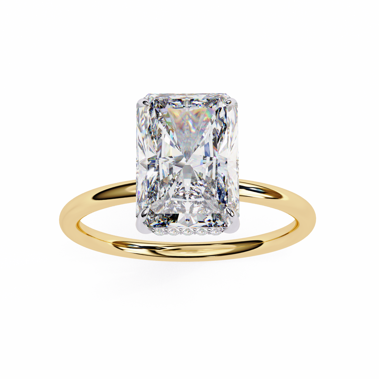 2.53 CTW Radiant-Cut Lab-Grown Diamond Hidden Halo Solitaire Engagement Ring in 14K Gold