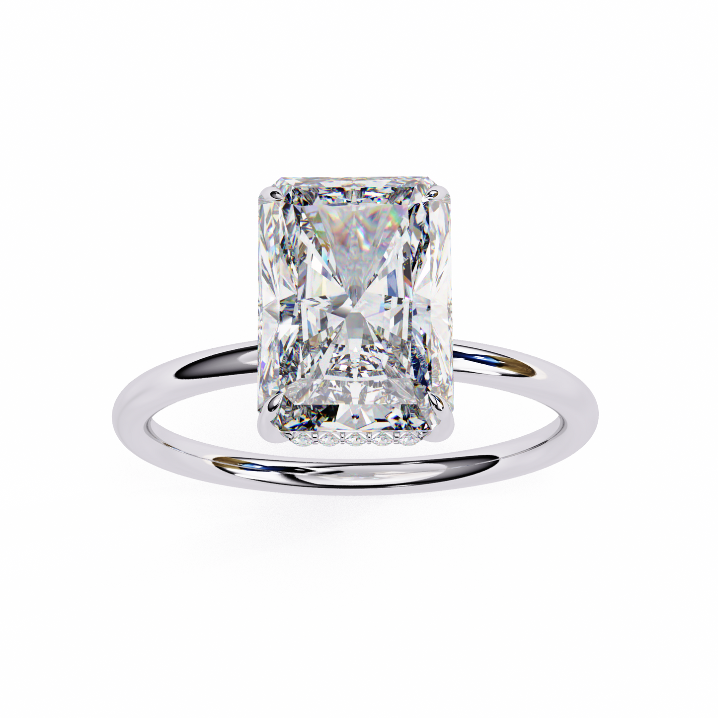 2.53 CTW Radiant-Cut Lab-Grown Diamond Hidden Halo Solitaire Engagement Ring in 14K Gold