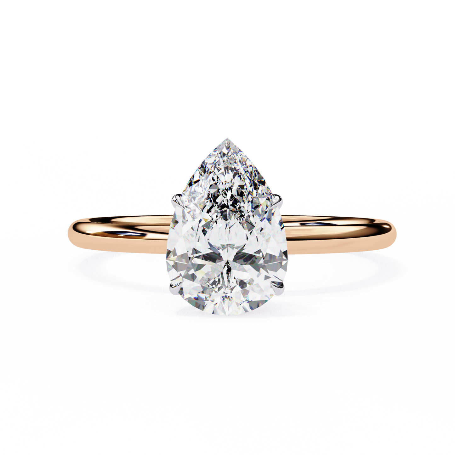 1.00 CT Pear-Cut Lab-Grown Diamond Solitaire Engagement Ring in 14K Gold