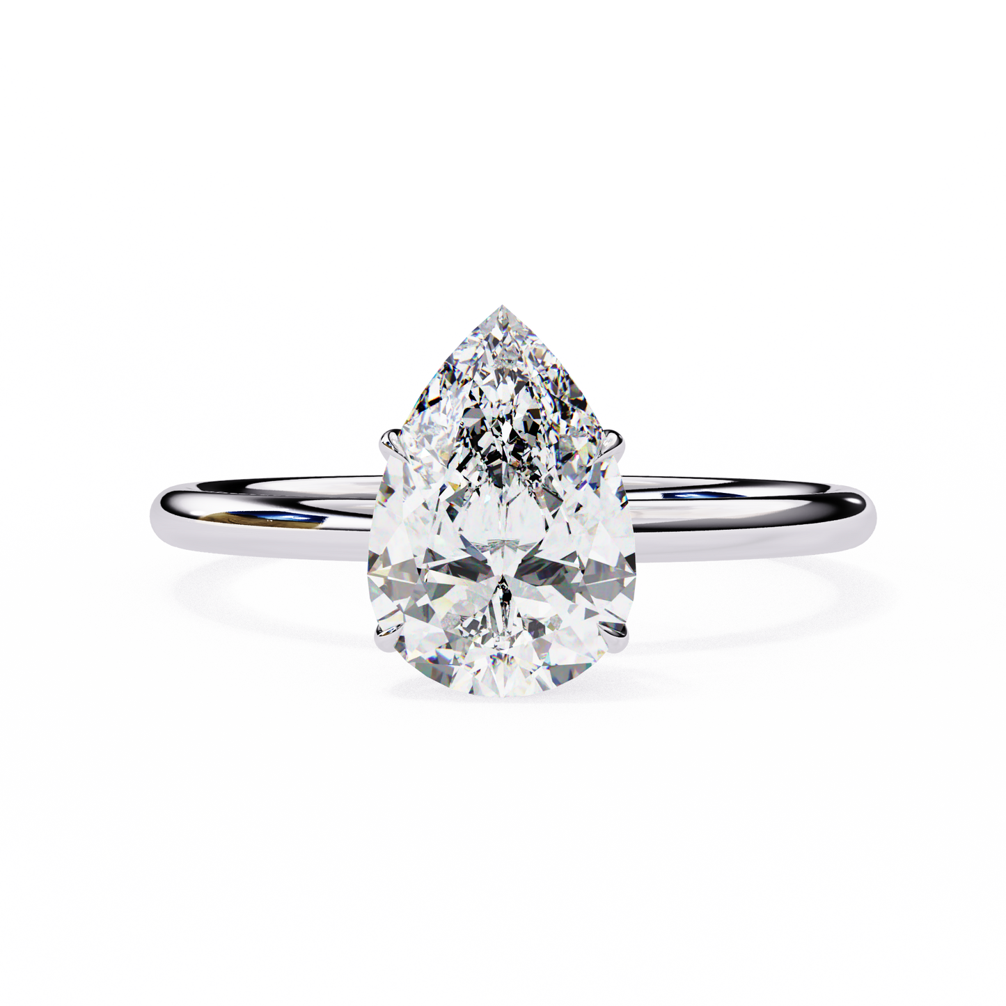1.00 CT Pear-Cut Lab-Grown Diamond Solitaire Engagement Ring in 14K Gold