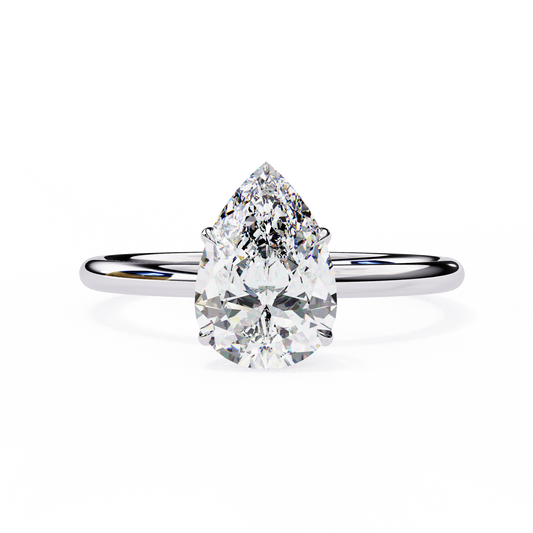 1.00 CT Pear-Cut Lab-Grown Diamond Solitaire Engagement Ring in 14K Gold