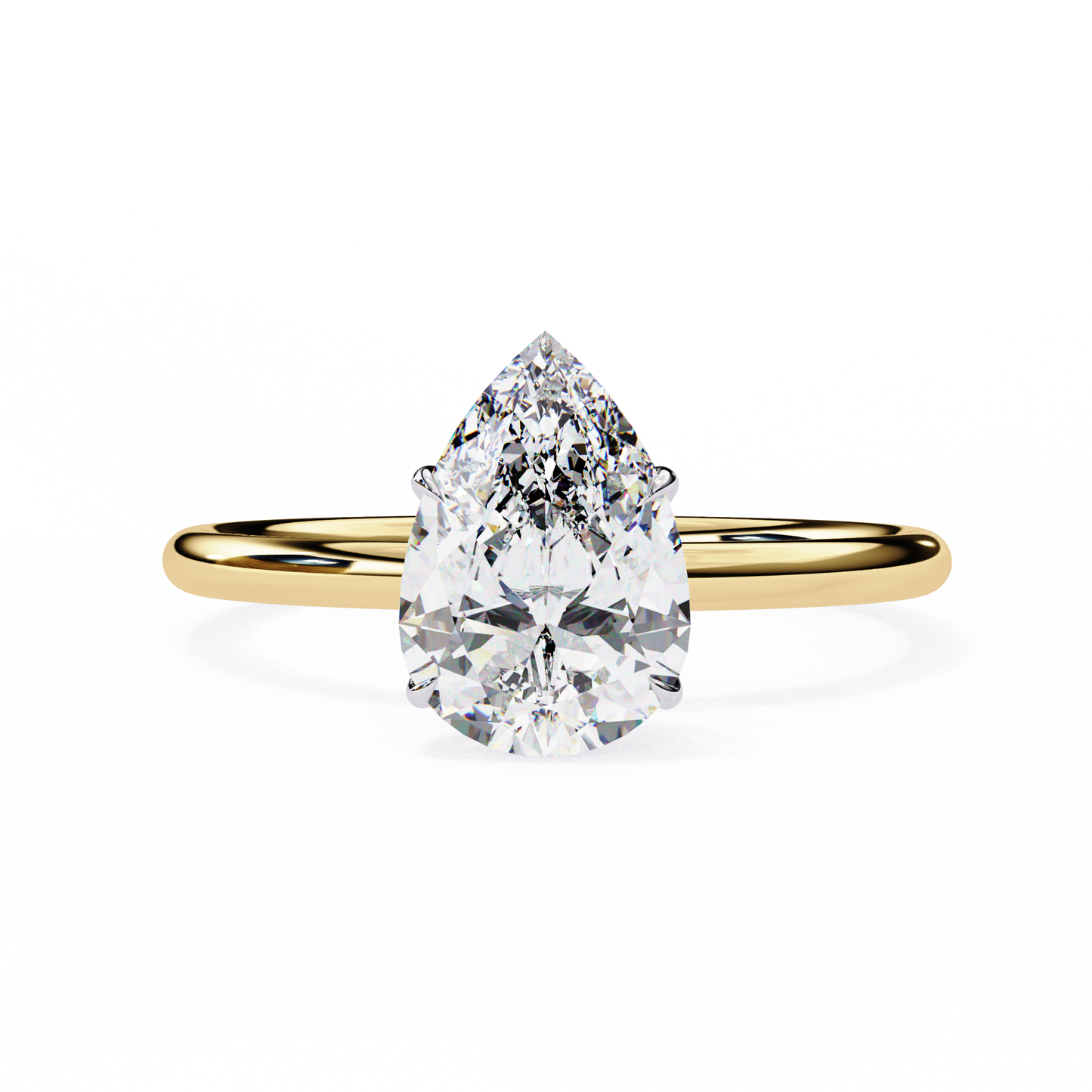 1.00 CT Pear-Cut Lab-Grown Diamond Solitaire Engagement Ring in 14K Gold