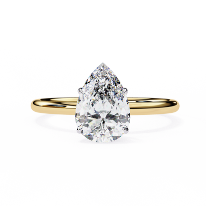 1.00 CT Pear-Cut Lab-Grown Diamond Solitaire Engagement Ring in 14K Gold