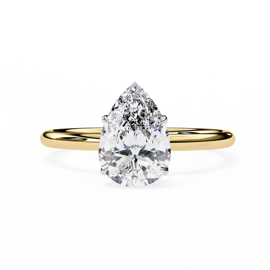 1.00 CT Pear-Cut Lab-Grown Diamond Solitaire Engagement Ring in 14K Gold
