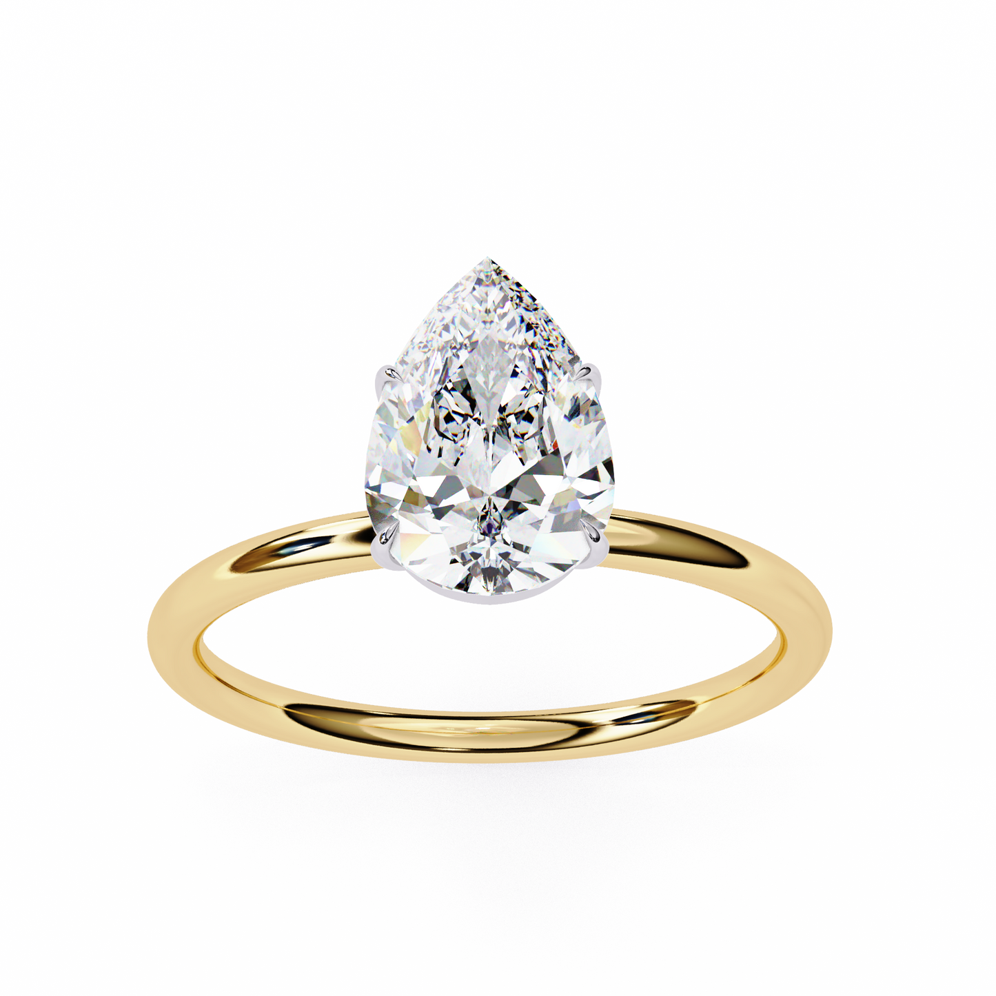 1.00 CT Pear-Cut Lab-Grown Diamond Solitaire Engagement Ring in 14K Gold