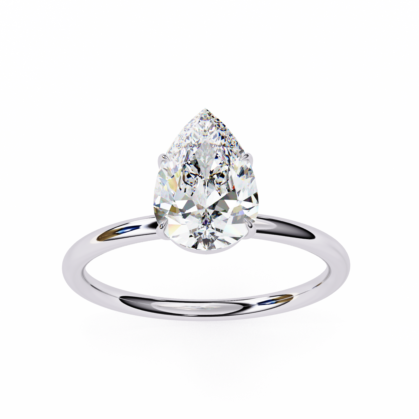 1.00 CT Pear-Cut Lab-Grown Diamond Solitaire Engagement Ring in 14K Gold